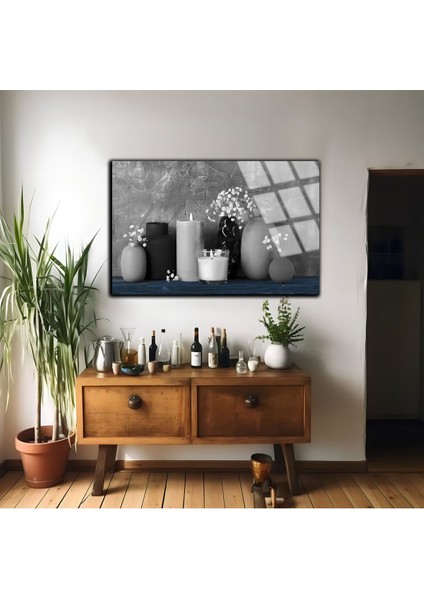 Kırılmaz Cam (Temperli) Gri-Mavi Mum Dekor Tablosu 01 fiyatları