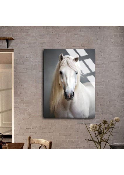 Kırılmaz Cam (Temperli) Beyaz At Tablosu 02 fiyatları