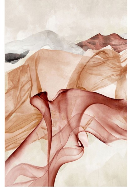 Bej Krem Turuncu Renk Soyut Kombini Çerçeveli Cam Tablo 2'li fiyatları