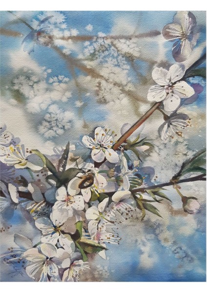 Mavi Beyaz Çiçek Kombini Çerçeveli Cam Tablo 3'lü fiyatları