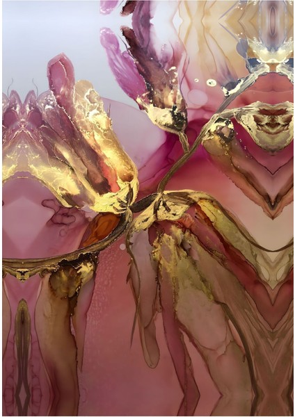 Pudra Pembe Ve Mor Soyut Şekil Kombini Çerçeveli Cam Tablo 3'lü modelleri