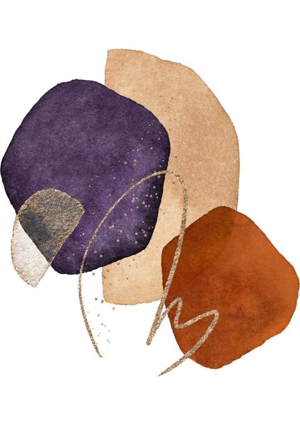 Gold Mor Turuncu Soyut Vektör (Abstract) 04 Çerçeveli Cam Tablo Temperli 3'lü modelleri