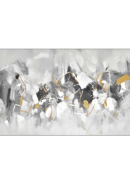 Gold Siyah Gri Soyut Desen Çiçek Kombini Çerçeveli Saatli Cam Tablo fırsatları