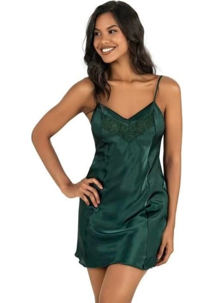 Modlive Yeşil Kısa Saten Gecelik 8231