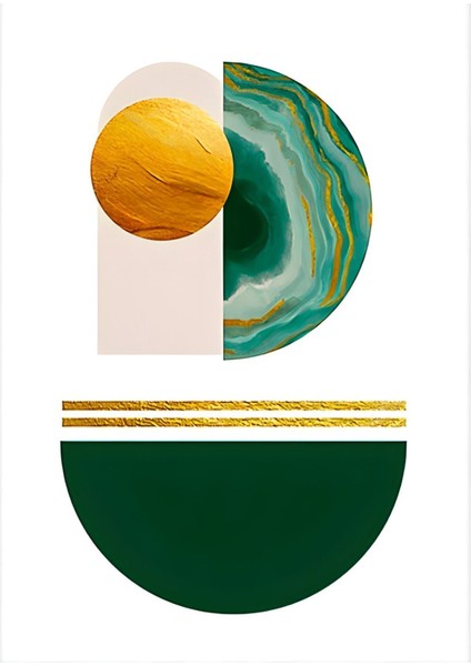 Yeşil Gold Krem Soyut Şekiller Çerçeveli Cam Tablo 3'lü fiyatları