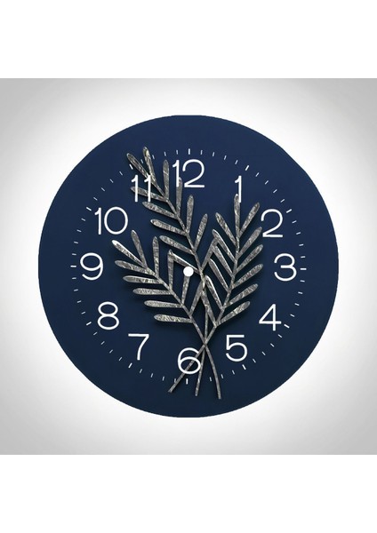 Sevilen Lacivert Gümüş Sonsuzluk Çiçek Kombini Çerçeveli Saatli Cam Tablo modelleri