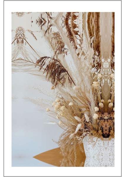 Soft Renk Çiçek Kombini Beyaz Krem Çerçeveli Cam Tablo 3'lü fırsatları