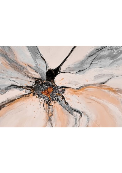 Turuncu Gold Renk Soft Soyut Kombini Çerçeveli Temperli Cam Tablo 3'lü modelleri