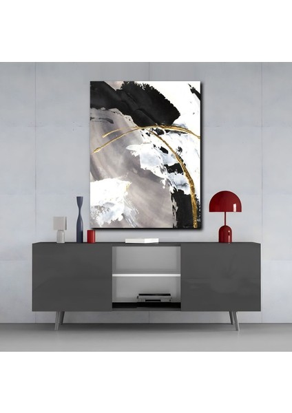 Kırılmaz Cam (Temperli) Siyah Gold Soyut Tablo 02 modelleri