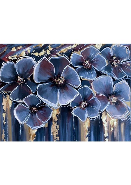 Mavi Gri Soyut Gül Kombini Çerçeveli Temperli Cam Tablo 3'lü fiyatları