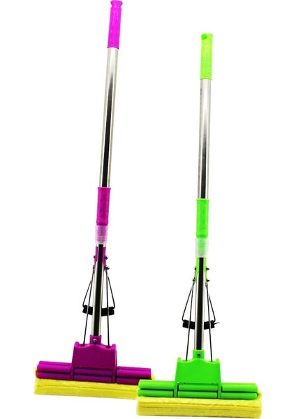 Pva Mop Sıkma Makaralı Kollu - Sünger Mop Krom Uzayan Sap - 75-100C (K0)
