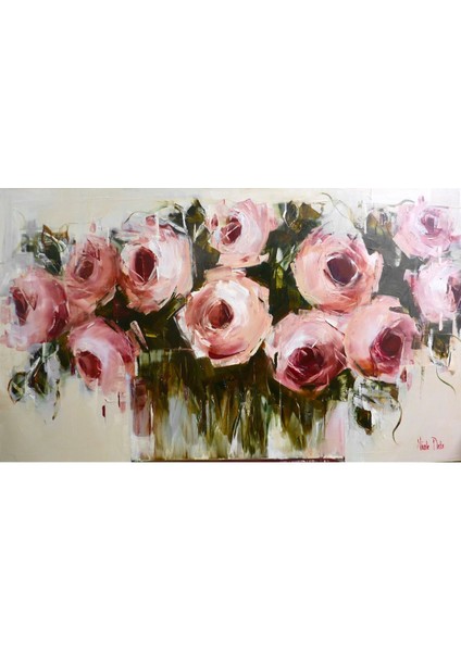 Gül Pembesi Yeşil Kombini Çiçek Kombini Çerçeveli Temperli Cam Tablo 3'lü fiyatları