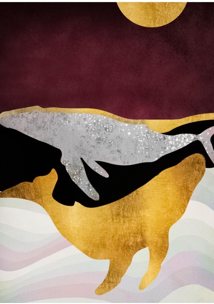 Bordo Gold Soyut Balık Kombini Çerçeveli Temperli Cam Tablo 3'lü fiyatları