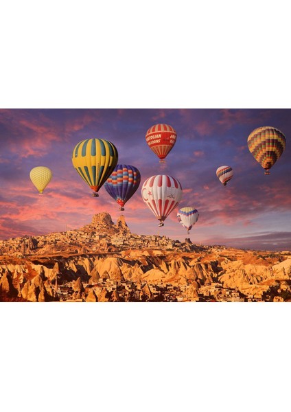 Kapadokya Balonları Kelebek Soyut Çerçeveli Temperli Cam Tablo 3'lü modelleri