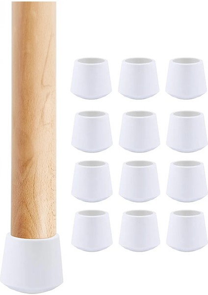 16 Adet Beyaz 25 mm Pvc Sandalye Profil Ayak Pabucu