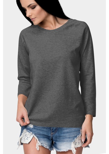 Düz 2 Beyaz, Antrasit, Gri Uzun Kollu Kadın Penye T-Shirt 4'lü Süper Eko Paket modelleri