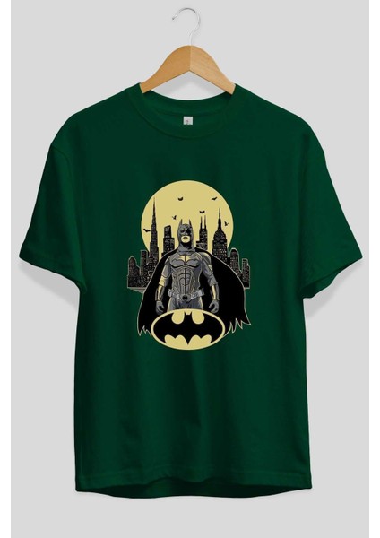 Batman 6 Ön Baskılı Zümrüt Yeşili Oversize T-Shirt Bisiklet Yaka Pamuk Erkek Kadın fiyatları