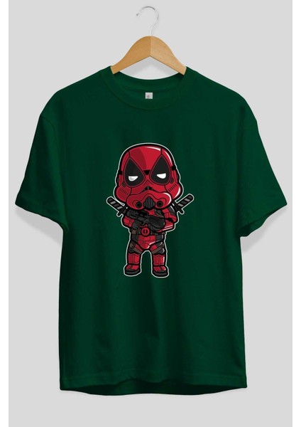 Deadpool (22) Ön Baskılı Zümrüt Yeşili Oversize T-Shirt Bisiklet Yaka Pamuk Erkek Kadın fiyatları