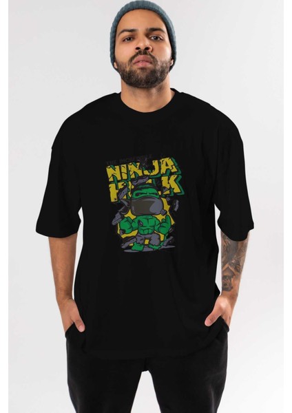 Hulk (5) Ön Baskılı Siyah Oversize T-Shirt Bisiklet Yaka Erkek Kadın