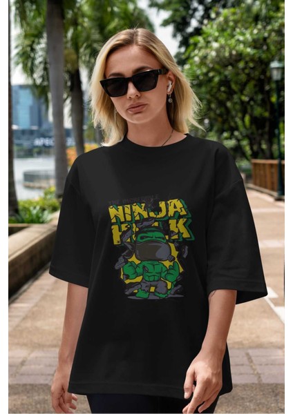 Hulk (5) Ön Baskılı Siyah Oversize T-Shirt Bisiklet Yaka Erkek Kadın indirimleri