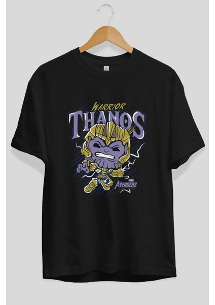 Thanos (2) Ön Baskılı Siyah Oversize T-Shirt Bisiklet Yaka Erkek Kadın fiyatları