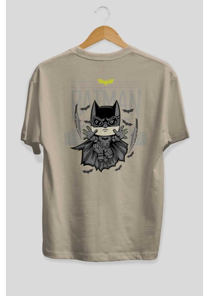 Batman (25) Arka Baskılı Bej Oversize T-Shirt Bisiklet Yaka Pamuk Erkek Kadın fiyatları