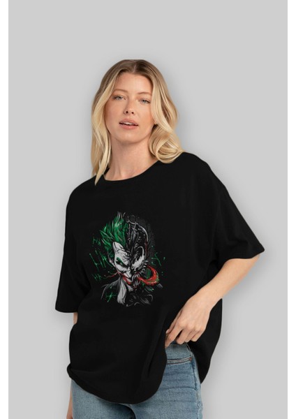 Venom (16) Ön Baskılı Siyah Oversize T-Shirt Bisiklet Yaka Erkek Kadın fırsatları