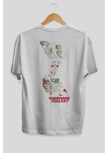 Guardians Of The Galaxy 2 Arka Baskılı Beyaz Oversize T-Shirt Bisiklet Yaka Pamuk Erkek Kadın fiyatları