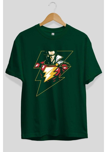 Flash Avengers (3) Ön Baskılı Zümrüt Yeşili Oversize T-Shirt Bisiklet Yaka Pamuk Erkek Kadın
