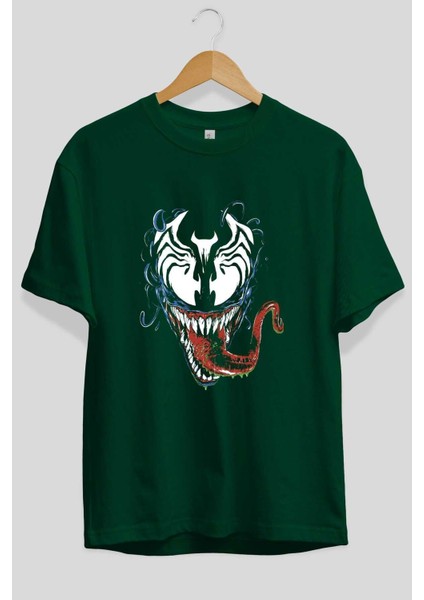 Venom (2) Ön Baskılı Zümrüt Yeşili Oversize T-Shirt Bisiklet Yaka Pamuk Erkek Kadın fiyatları