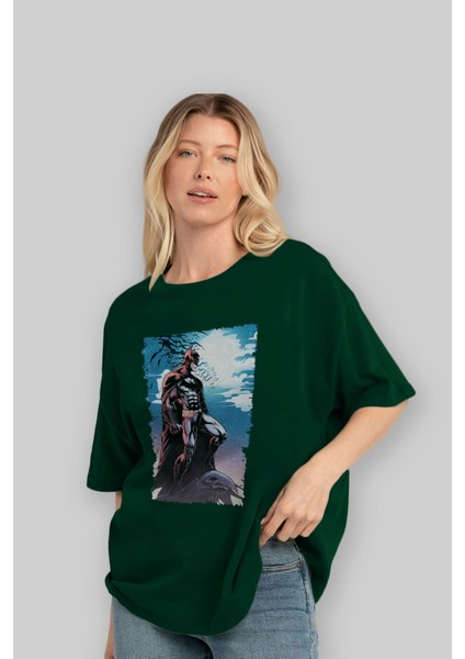 Batman (13) Ön Baskılı Zümrüt Yeşili Oversize T-Shirt Bisiklet Yaka Pamuk Erkek Kadın fırsatları