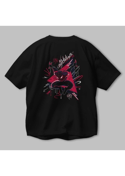 Spiderman (23) Arka Baskılı Siyah Oversize T-Shirt Bisiklet Yaka Pamuk Erkek Kadın modelleri