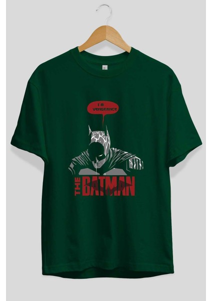 Batman (3) Ön Baskılı Zümrüt Yeşili Oversize T-Shirt Bisiklet Yaka Pamuk Erkek Kadın fiyatları