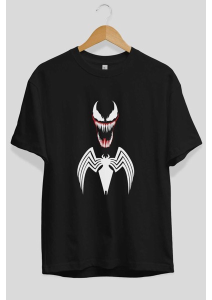 Spiderman (26) Ön Baskılı Siyah Oversize T-Shirt Bisiklet Yaka Erkek Kadın fiyatları