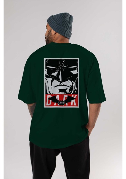 Batman (23) Arka Baskılı Zümrüt Yeşili Oversize T-Shirt Bisiklet Yaka Erkek Kadın indirimleri