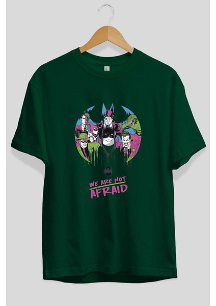 Batman Joker Ön Baskılı Zümrüt Yeşili Oversize T-Shirt Bisiklet Yaka Pamuk Erkek Kadın fiyatları