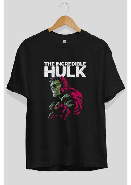 Hulk (10) Ön Baskılı Siyah Oversize T-Shirt Bisiklet Yaka Erkek Kadın fiyatları