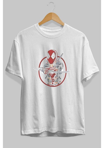 Deadpool (5) Ön Baskılı Beyaz Oversize T-Shirt Bisiklet Yaka Erkek Kadın fiyatları