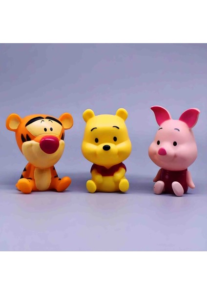 Winnie The Pooh Tiger Piglet 3'lü Figür Set Koleksiyon Hobi Masaüstü Süs