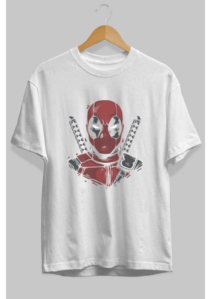 Deadpool (4) Ön Baskılı Beyaz Oversize T-Shirt Bisiklet Yaka Erkek Kadın fiyatları