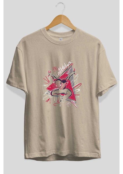 Spiderman (23) Ön Baskılı Bej Oversize T-Shirt Bisiklet Yaka Pamuk Erkek Kadın fiyatları