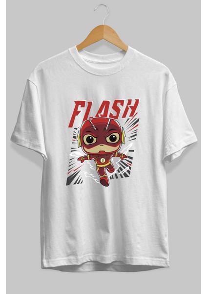 Flash Avengers (4) Ön Baskılı Beyaz Oversize T-Shirt Bisiklet Yaka Erkek Kadın fiyatları