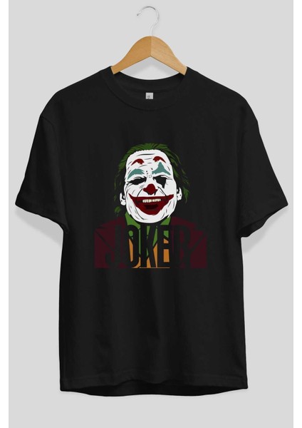 Joker (10) Ön Baskılı Siyah Oversize T-Shirt Bisiklet Yaka Erkek Kadın fiyatları