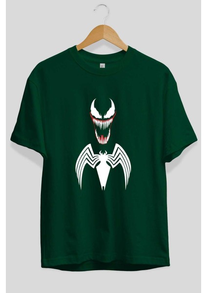 Spiderman (26) Ön Baskılı Zümrüt Yeşili Oversize T-Shirt Bisiklet Yaka Pamuk Erkek Kadın fiyatları