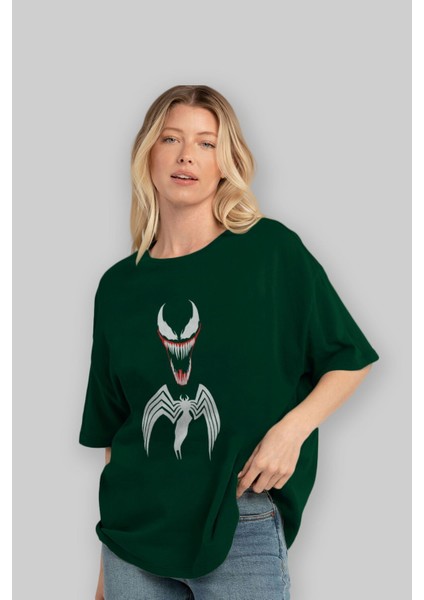 Spiderman (26) Ön Baskılı Zümrüt Yeşili Oversize T-Shirt Bisiklet Yaka Pamuk Erkek Kadın fırsatları