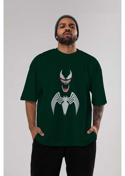 Spiderman (26) Ön Baskılı Zümrüt Yeşili Oversize T-Shirt Bisiklet Yaka Pamuk Erkek Kadın indirimleri