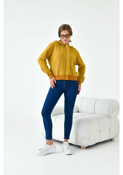 Kadın Kısa Cep Detaylı Hırka Hardal fiyatları