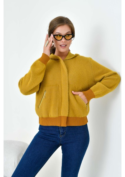 Kadın Kısa Cep Detaylı Hırka Hardal fırsatları