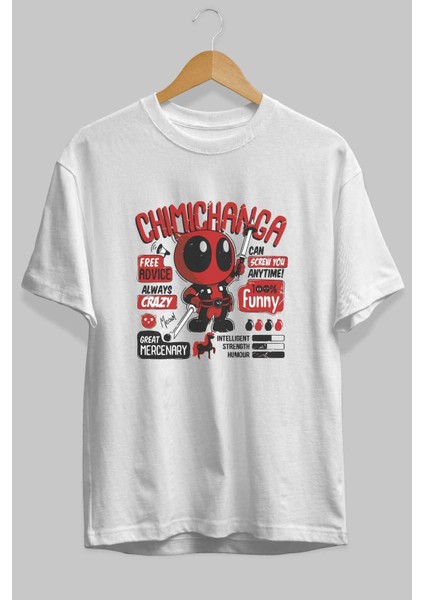 Deadpool (9) Ön Baskılı Beyaz Oversize T-Shirt Bisiklet Yaka Erkek Kadın fiyatları