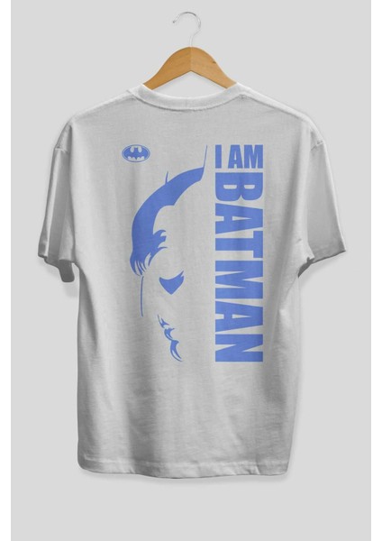 Batman (15) Arka Baskılı Beyaz Oversize T-Shirt Bisiklet Yaka Pamuk Erkek Kadın fiyatları